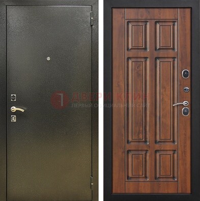 Металлическая входная темная дверь с порошковым напылением и МДФ ДП-299 в Лобне