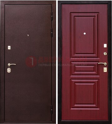 Бордовая входная дверь с порошковым окрасом ДП-36 в Лобне