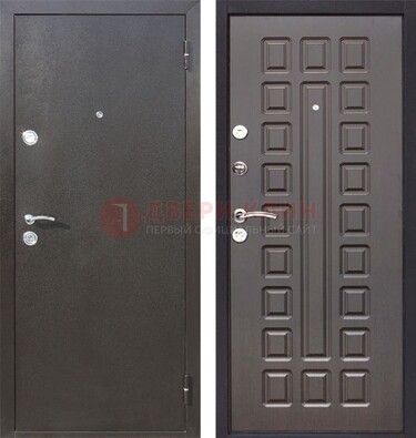 Коричневая железная дверь с порошковым окрасом ДП-63 в Лобне
