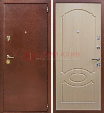 Коричневая металлическая дверь с порошковым окрасом ДП-76 в Лобне