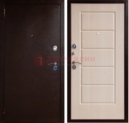 Коричневая металлическая дверь с порошковым окрасом ДП-92 в Лобне