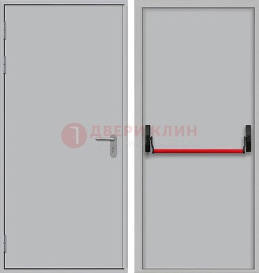 Белая металлическая противопожарная дверь с длинной ручкой ДПП-14 в Лобне