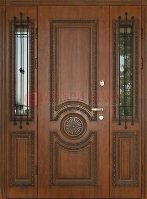 Парадная распашная стальная дверь Винорит со стеклом ДПР-106 в Лобне
