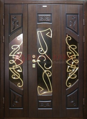 Парадная дверь со стеклом и ковкой ДПР-1 в каркасный дом в Лобне