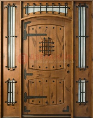 Парадная дверь с коваными элементами ДПР-68 в коттедж в Лобне
