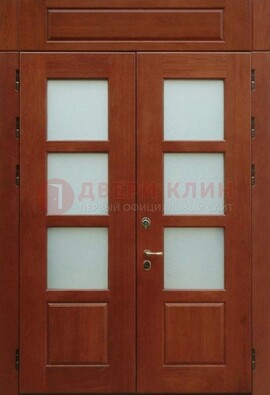 Металлическая парадная дверь со стеклом ДПР-69 для загородного дома в Лобне