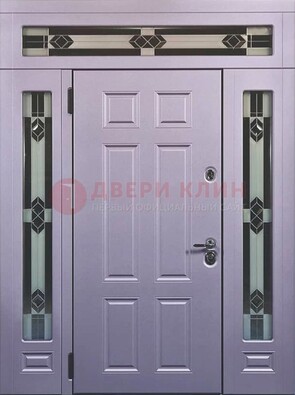 Филенчатая железная парадная дверь с фрамугами ДПР-82 в Лобне