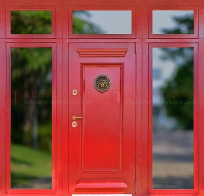 Красная парадная дверь для частного дома ДПР-88 в Лобне