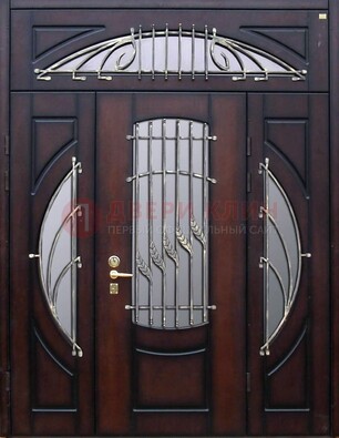Парадная дверь со стеклянными вставками и ковкой ДПР-9 для улицы в Лобне