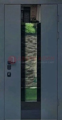 Современная дверь со стеклом для коттеджа ДС-40 в Лобне
