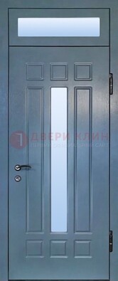 Серая металлическая дверь со стеклом ДС-70 в Лобне
