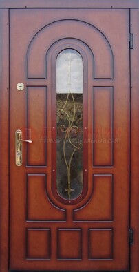 Яркая металлическая дверь Винорит со стеклом и ковкой ДСК-268 в Лобне