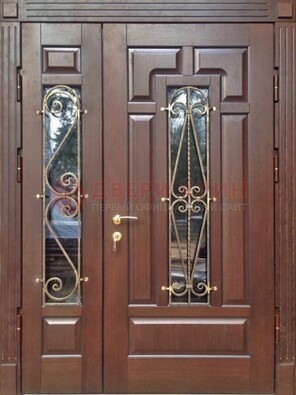 Стальная распашная дверь Винорит стекло и ковка ДСК-274 в Лобне