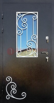 Входная дверь Порошок со стеклом и ковкой ДСК-278 в Лобне