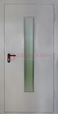 Белая металлическая противопожарная дверь со стеклянной вставкой ДТ-2 в Раменском