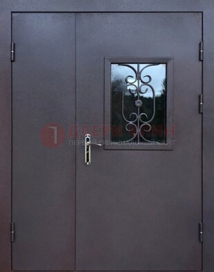 Тамбурная дверь Порошок со стеклом и ковкой ДТМ-48 в Лобне