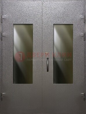 Серая тамбурная дверь со стеклянными вставками ДТМ-8 в Лобне