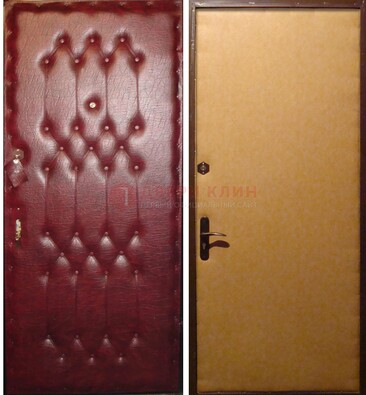 Бордовая металлическая дверь с винилискожей ДВ-1 в Лобне