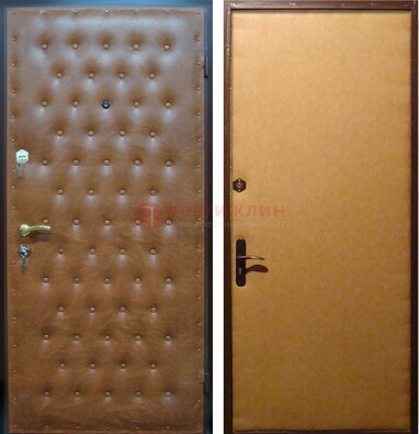 Желтая железная дверь с винилискожей ДВ-2 в Лобне