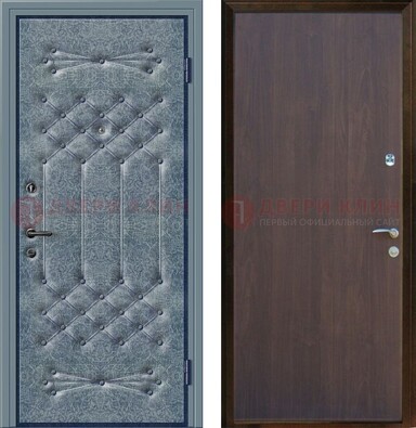 Серая металлическая дверь с винилискожей ДВ-35 в Лобне