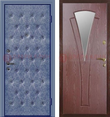Синяя железная дверь с винилискожей ДВ-39 в Лобне