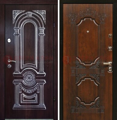 Железная дверь с виноритом в цвете Итальянский орех ДВТ-103 в Лобне