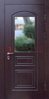 Темная железная дверь с виноритом и стеклом ДВТ-162 в Лобне