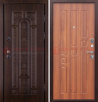 Темная металлическая дверь с виноритом и узором ДВТ-224 в Лобне