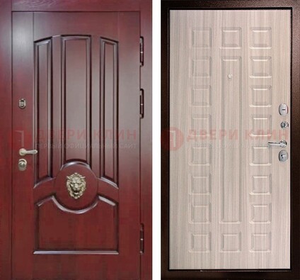 Темно-красная входная дверь с виноритом ДВТ-234 в Лобне