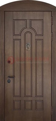 Коричневая стальная дверь с виноритом в форме арки ДВТ-237 в Лобне
