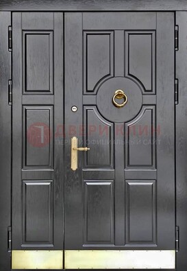 Черная металическая дверь с виноритом для дома ДВТ-241 в Лобне