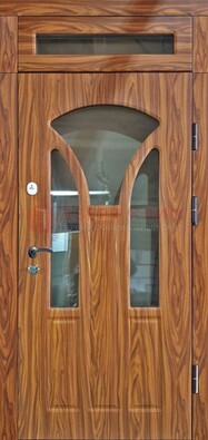 Коричневая классическая входная дверь с виноритом ДВТ-66 в Лобне