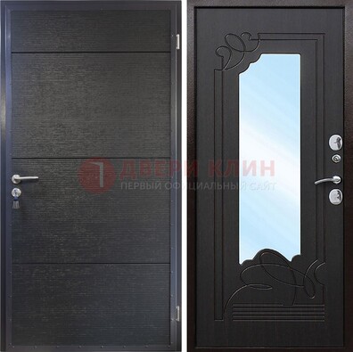 Темная Железная дверь c виноритом и МДФ с зеркалом ДЗ-119 в Лобне