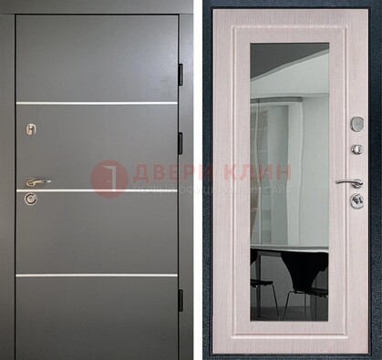 Черная металлическая дверь с зеркалом ДЗ-12 в Лобне