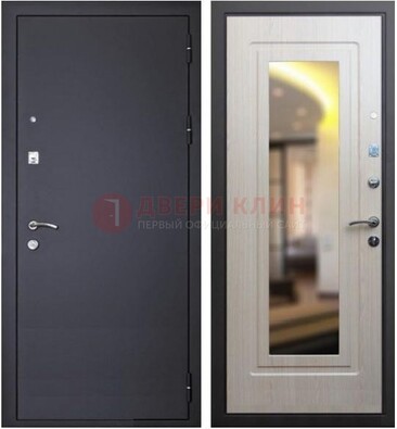 Черная металлическая дверь с зеркалом ДЗ-26 в Люберцах