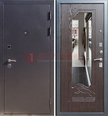 Черная входная дверь с зеркалом МДФ внутри ДЗ-29 в Лобне