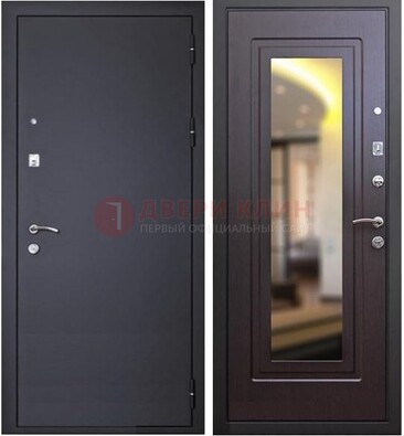 Черная железная дверь с зеркалом ДЗ-30 в Лобне