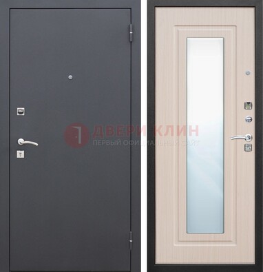 Черная входная дверь с зеркалом МДФ внутри ДЗ-31 в Лобне