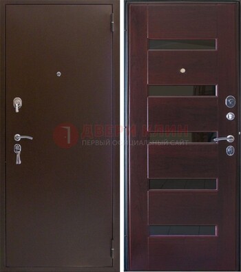 Темная железная дверь с зеркалом ДЗ-42 в Лобне