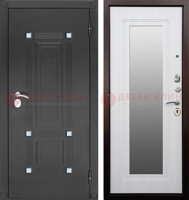 Стальная черная дверь МДФ с зеркалом ДЗ-76 в Лобне