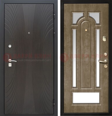 Темная металлическая дверь МДФ с различными зеркальными вставками внутри ДЗ-82 в Лобне