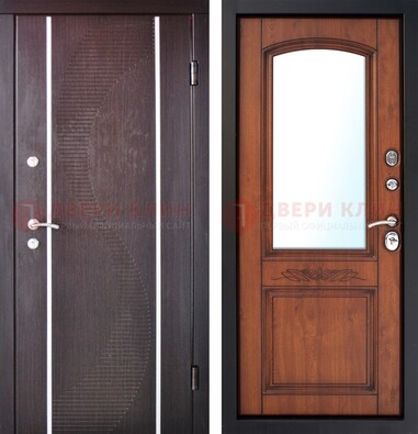 Входная дверь с МДФ и МДФ внутри с зеркалом ДЗ-88 в Лобне