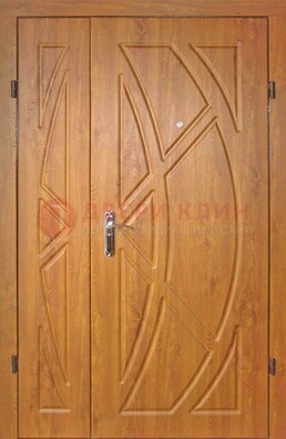 Полуторная металлическая дверь с МДФ золотой дуб ПЛ-17 в Лобне
