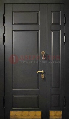 Черная полуторная железная дверь для частного дома ПЛ-2 в Лобне