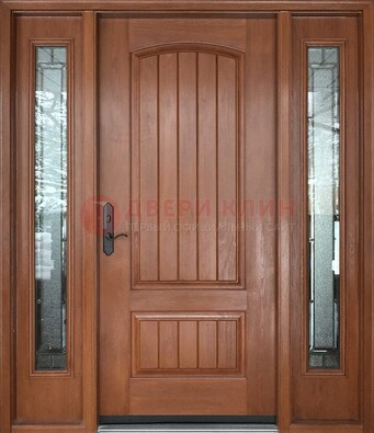 Стальная дверь с массивом дуба и витражом для дома ВЖ-17 в Лобне