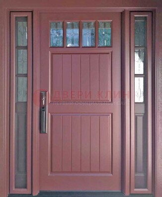 Входная дверь с массивом с фрамугами и витражом ВЖ-19 в Лобне